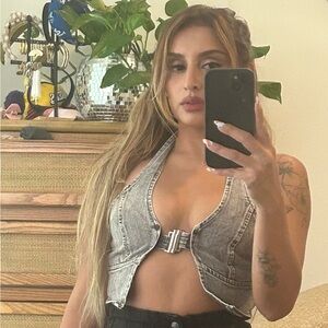 Shein Gray Denim Halter Top